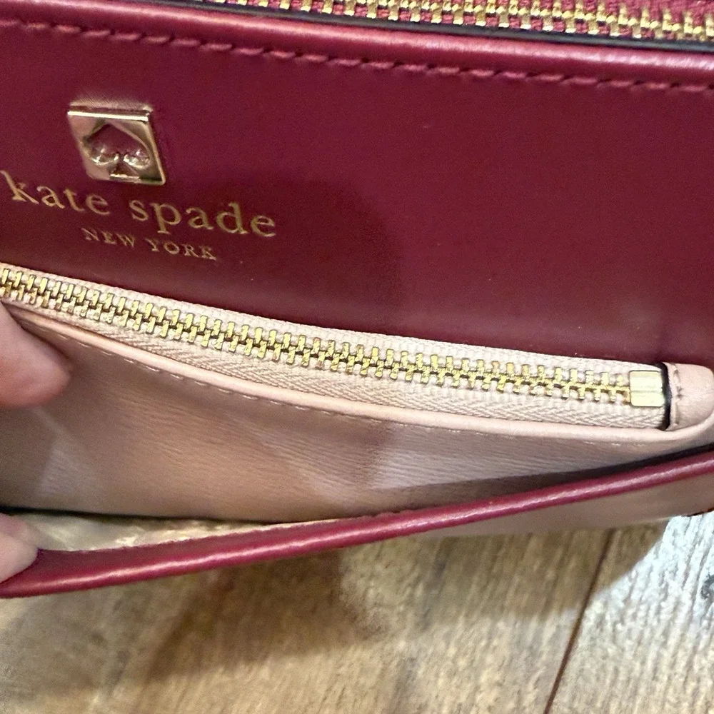 Kate Spade Hadley Street Bernadine Oxblood Zip Top Satchel Crossbody Purse Bag